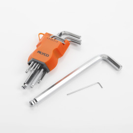 JEU DE 9 CLÉS ALLEN À BOULE SUR SUPPORT PLASTIQUE ALYCO ORANGE